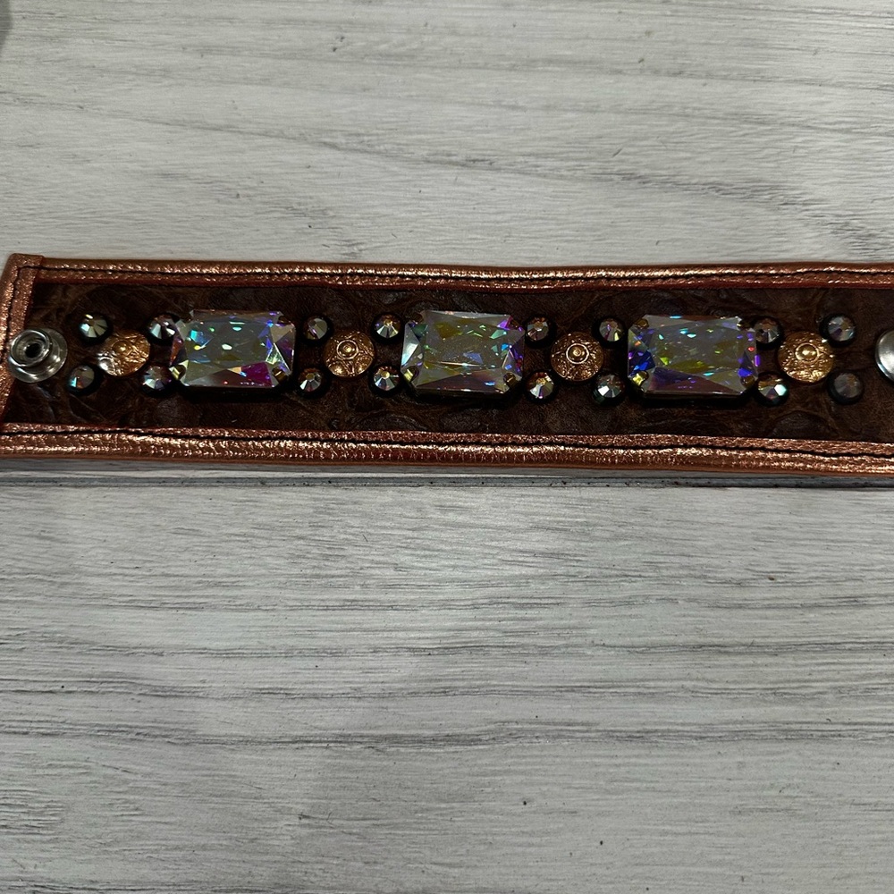 Crystal Accent Brown Leather Bracelet - Women's Fashion Bracelet